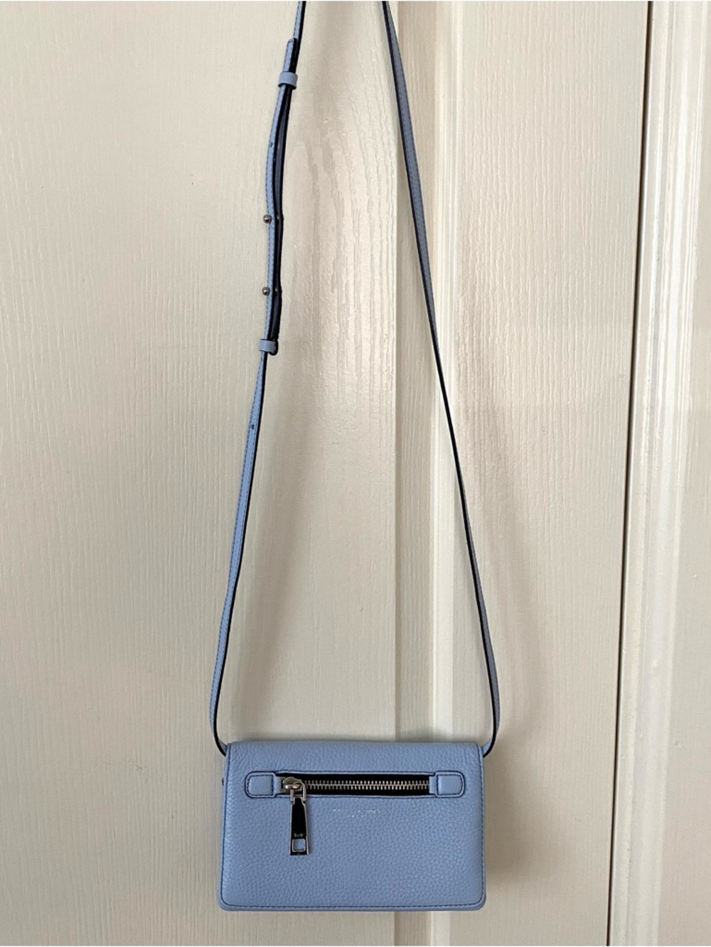 $295 Marc Jacobs Gotham Blue Pebble Leather Adjustable Crossbody Bag Clutch - Picture 2 of 14